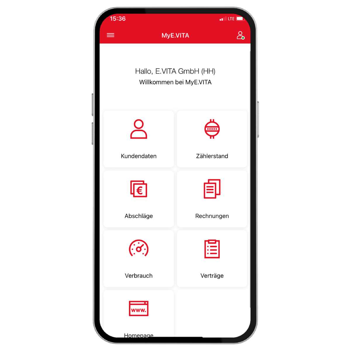 MyE.VITA Portal auf dem Smartphone